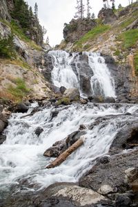 Preview wallpaper waterfall, cascade, stones, rocks, nature