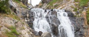 Preview wallpaper waterfall, cascade, stones, rocks, nature