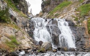 Preview wallpaper waterfall, cascade, stones, rocks, nature