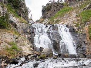 Preview wallpaper waterfall, cascade, stones, rocks, nature