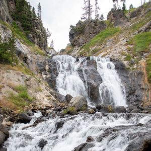 Preview wallpaper waterfall, cascade, stones, rocks, nature