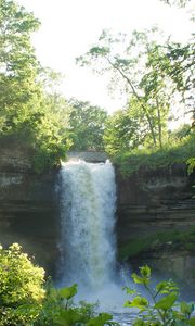 Preview wallpaper waterfall, cascade, trees, summer