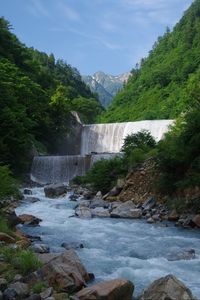 Preview wallpaper waterfall, cascade, water, mountains, landscape, nature