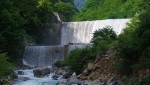 Preview wallpaper waterfall, cascade, water, mountains, landscape, nature