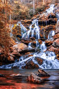 Preview wallpaper waterfall, cascade, water, stones, nature, landscape
