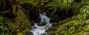 Preview wallpaper waterfall, cascade, water, stones, long exposure