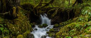 Preview wallpaper waterfall, cascade, water, stones, long exposure