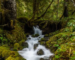 Preview wallpaper waterfall, cascade, water, stones, long exposure