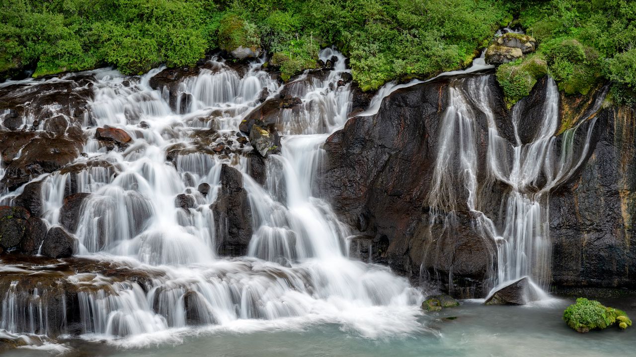 Wallpaper waterfall, cascades, rocks, stones, water, landscape