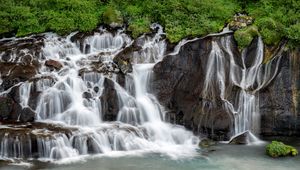 Preview wallpaper waterfall, cascades, rocks, stones, water, landscape
