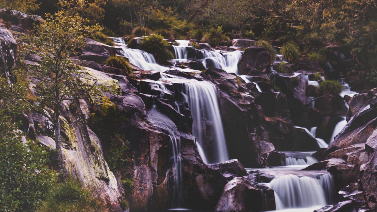 Wallpaper waterfall, cascades, stones, rocks, nature