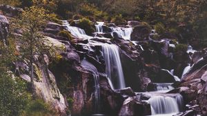 Preview wallpaper waterfall, cascades, stones, rocks, nature