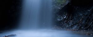 Preview wallpaper waterfall, cave, rocks, water, spray