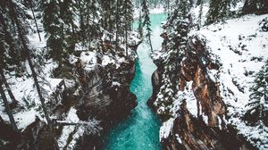 Preview wallpaper waterfall, cliff, canyon, athabasca, canada