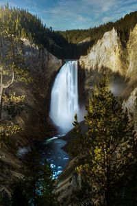 Preview wallpaper waterfall, cliff, forest, rock, water