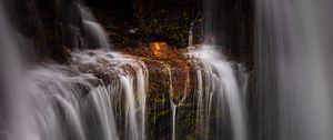 Preview wallpaper waterfall, cliff, landscape, nature, long exposure