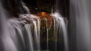 Preview wallpaper waterfall, cliff, landscape, nature, long exposure