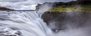 Preview wallpaper waterfall, cliff, mountains, nature