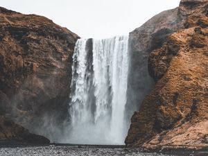 Preview wallpaper waterfall, cliff, river, water, spray