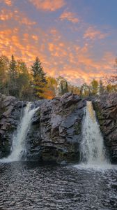 Preview wallpaper waterfall, cliff, river, water, landscape