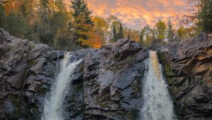 Preview wallpaper waterfall, cliff, river, water, landscape
