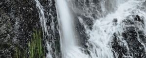 Preview wallpaper waterfall, cliff, rock, water, stream