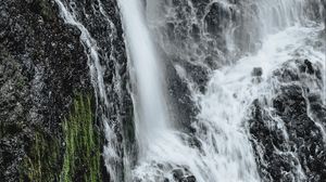 Preview wallpaper waterfall, cliff, rock, water, stream