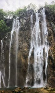 Preview wallpaper waterfall, cliff, rocks, landscape, nature