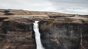 Preview wallpaper waterfall, cliff, stone, landscape, nature