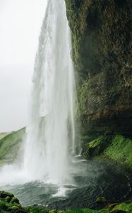 Preview wallpaper waterfall, cliff, stone, water, spray