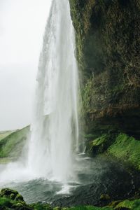 Preview wallpaper waterfall, cliff, stone, water, spray