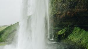 Preview wallpaper waterfall, cliff, stone, water, spray