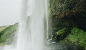 Preview wallpaper waterfall, cliff, stone, water, spray