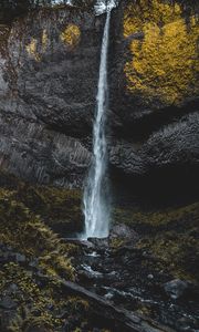 Preview wallpaper waterfall, cliff, stones, water, spray