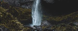 Preview wallpaper waterfall, cliff, stones, water, spray