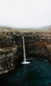 Preview wallpaper waterfall, cliff, stream, water, landscape
