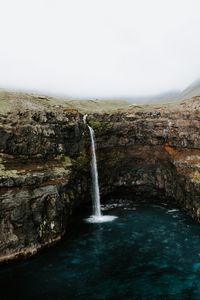 Preview wallpaper waterfall, cliff, stream, water, landscape
