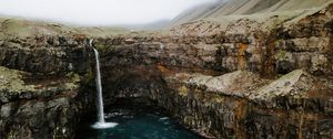 Preview wallpaper waterfall, cliff, stream, water, landscape