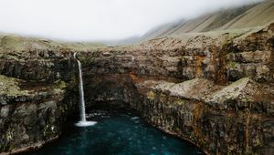 Preview wallpaper waterfall, cliff, stream, water, landscape