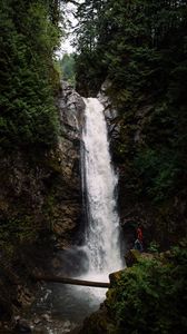 Preview wallpaper waterfall, cliff, stream, water, nature