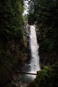 Preview wallpaper waterfall, cliff, stream, water, nature