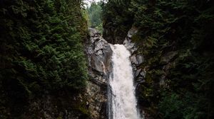 Preview wallpaper waterfall, cliff, stream, water, nature