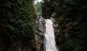 Preview wallpaper waterfall, cliff, stream, water, nature