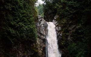 Preview wallpaper waterfall, cliff, stream, water, nature