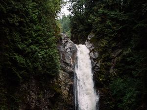Preview wallpaper waterfall, cliff, stream, water, nature