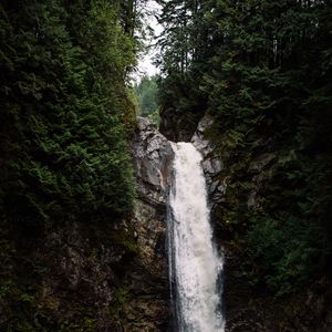 Preview wallpaper waterfall, cliff, stream, water, nature