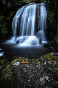 Preview wallpaper waterfall, cliff, water, stream, long exposure