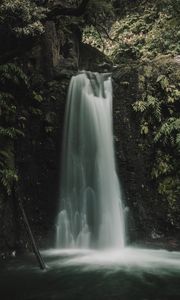 Preview wallpaper waterfall, cliff, water, stream, nature