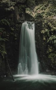 Preview wallpaper waterfall, cliff, water, stream, nature