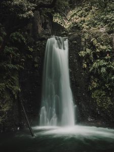 Preview wallpaper waterfall, cliff, water, stream, nature